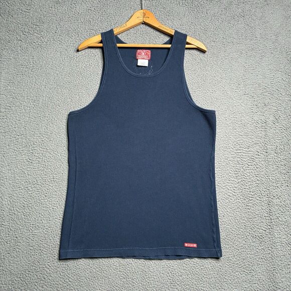 Vtg 90s Streetwear Mens L Distressed Blank Ribbed Wife Beater Tank Top T-Shirt - Picture 1 of 13